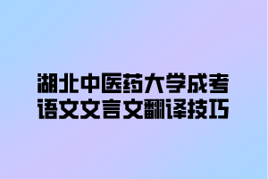 湖北中医药大学成考语文文言文翻译技巧